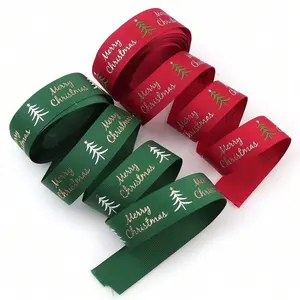 5m/15m Red/Green Metallic Christmas Tree Ribbon, 25mm Christmas Craft Wreath Satin Ribbon Bow, DIY Home Party Christmas Holiday Decoration, DIY Gift Box Packaging