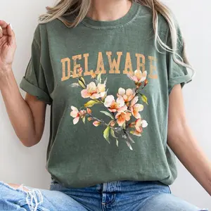 Delaware State Flower Comfort Colors Tshirt, Women's Crew Neck, Crewneck