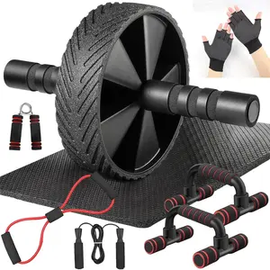 Abdominal Roller Set 9-piece/14-piece Kit, Premium AB Wheel Roller with Non-Slip Mat and Ergonomic Padded Handle, Abdominal Training Equipment, Ab Exercise Machine, Suitable for Aerobic Exercise, Gym, and Home Workouts