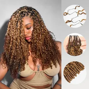 Wavymy Crochet Human Hair for Boho Braids Burmese Curly Water Wave Kinky Curly Deep Wave Body Wave Kinky Straight Feather Lightweight Bulk Hair Extensions 4/27 Highlight #4 Brown Reddish Brown Natural Black Soft Natural Blend Time-Saving Long Lasting