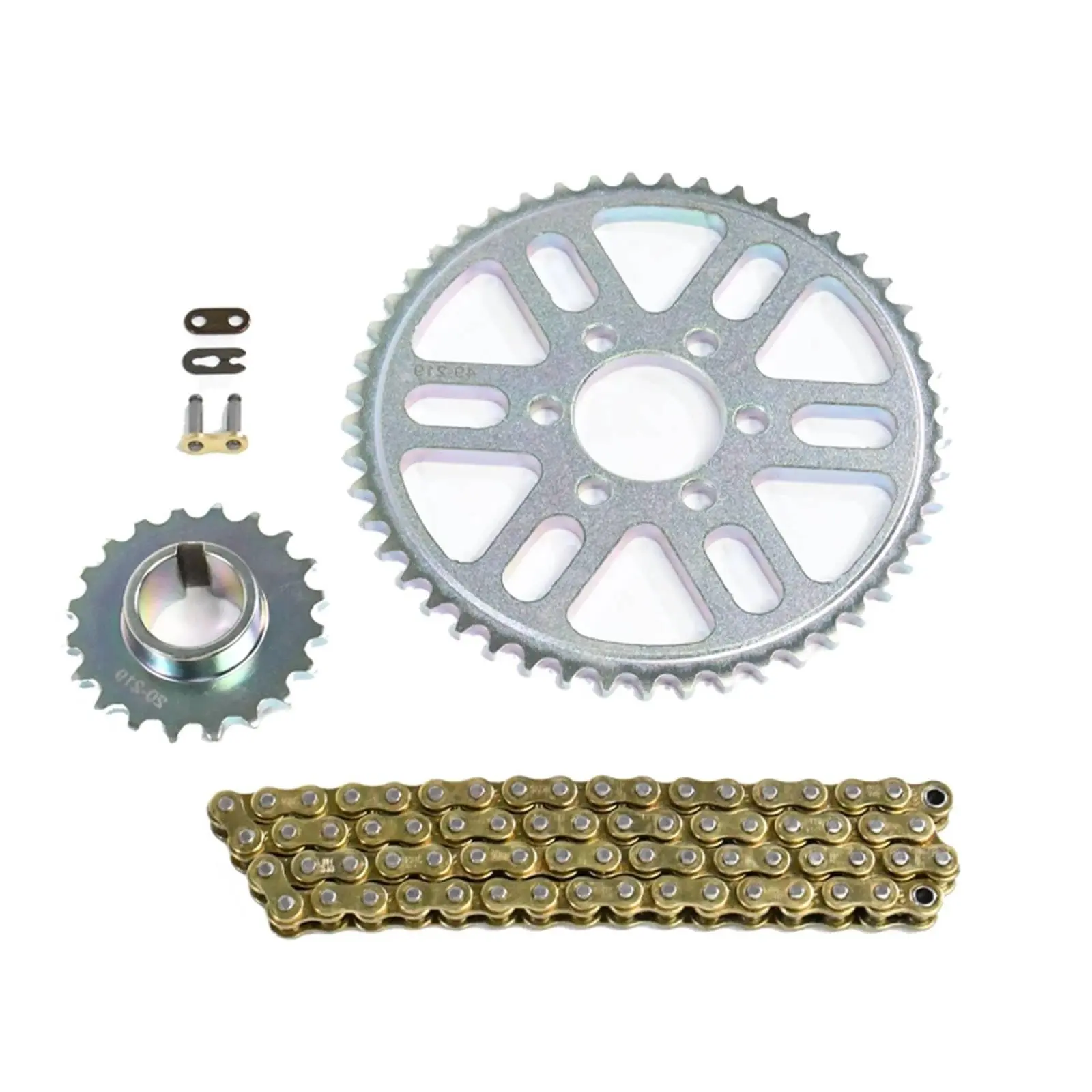 Drive Sprocket Chain Combo, Gold 219 Chain Rear 49 Front 20 Tooth Sprocket Set for Surron Light Bee X S Segway X160/260, Chain Sprocket Conversion Kit for Modified Dirt Bike and Replacement