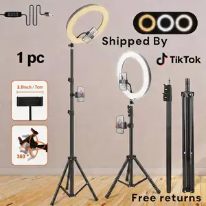 【Flash Sale】12" Video Light with 63" Tripod Stand & phone holder stand, Ring Light with 3 Color Temperature Control with USB-Powered, Dimmable LED Fill Light for Live Streaming, YouTube, TikTok, Makeup, Smartphone Cellphone#SummerVibes