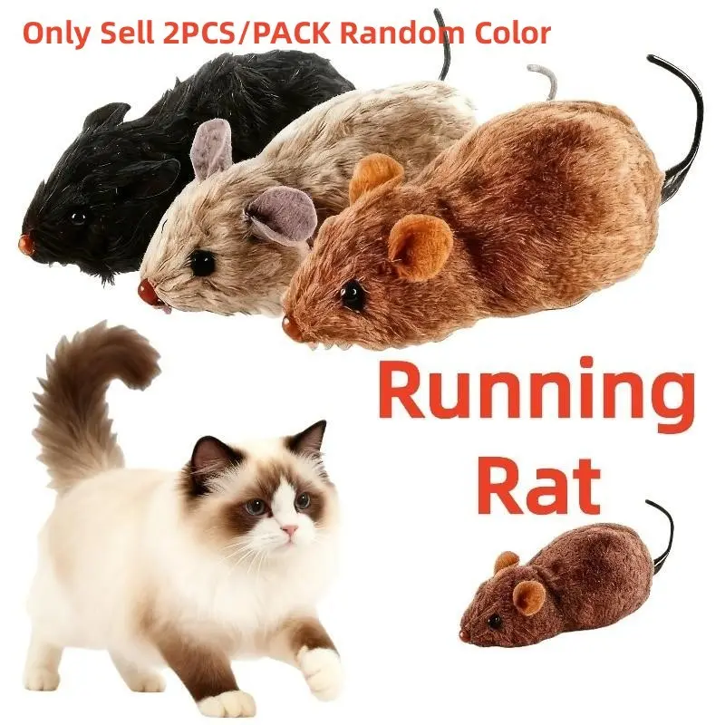 Cat and Small Dog Clockwork Mouse Toy - No Battery Required Running Automatic Robot Pet Chasing Game, Durable Plastic Clockwork Sports, Indoor/Outdoor/Outside Interactive Hunting, Easy Cleaning Random Colors (None/Easy Winding)