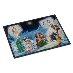 Carolines Treasures  18 x 27 in. Nativity Born in Bethlehem Indoor or Outdoor Mat