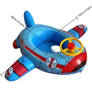 Airplane Shaped Inflatable Pool Float, Dynamic Flight Appearance, Interactive Steering Wheel Design, Thickened PVC, Fun Summer Water Play