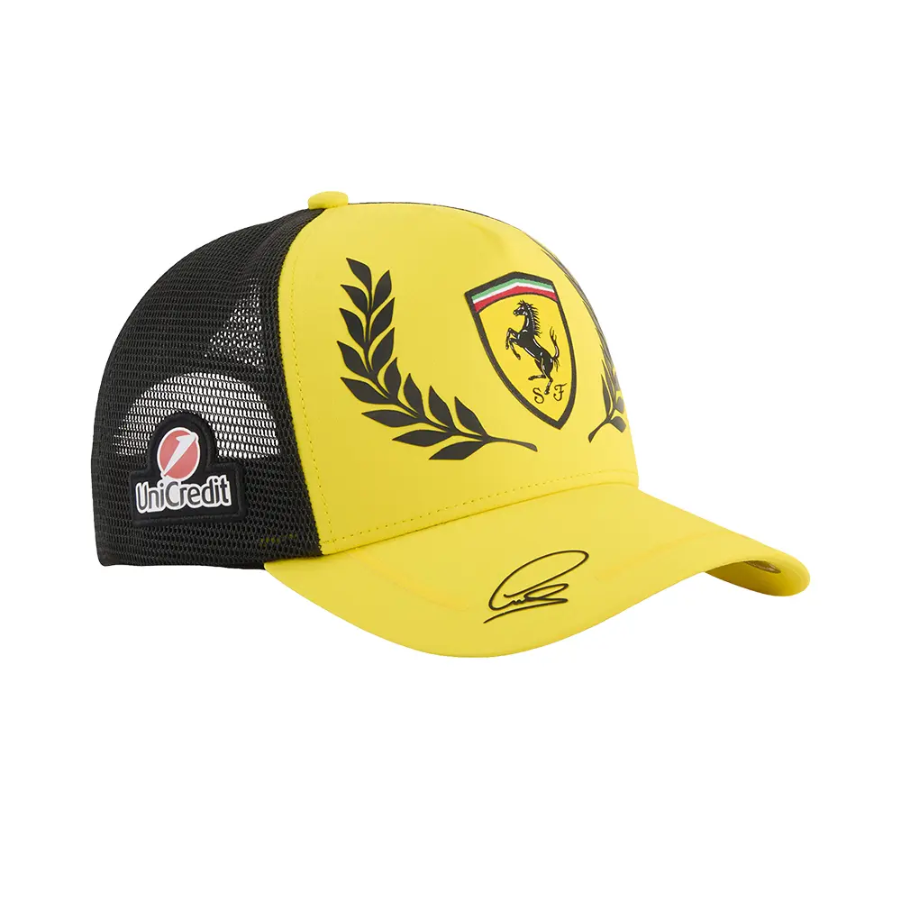 PUMA Mens Scuderia Ferrari Replica Uk Hamilton Trucker Cap Casual - Black, Yellow