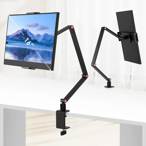 Portable Monitor Stand, Desk Mount with 360° Rotatable Base, Adjustable Tablet Stand Holder, Tablet Stands Bases, Tablet Bracket for iPad, Kindle, Fire HD, Nintendo Switch