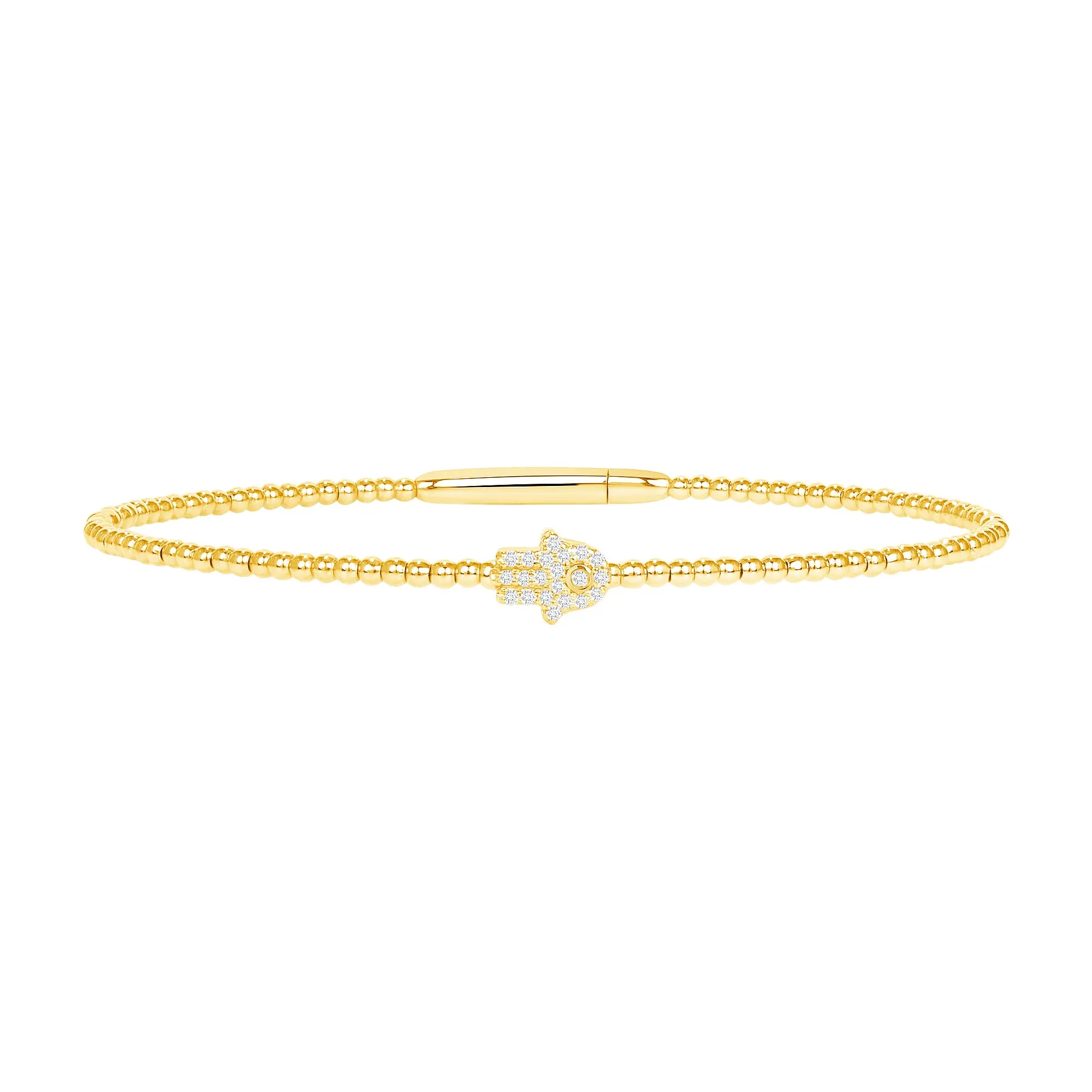 14k Gold Bubble Hamsa Diamond Bangle