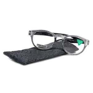 Grace, (Premium) Reading Glasses High End Readers +1.25 ..+3 Magnifying Glasses, Round Frame. (Metallic Silver, Black) NY Fifth Avenue. Unisex Lightweight