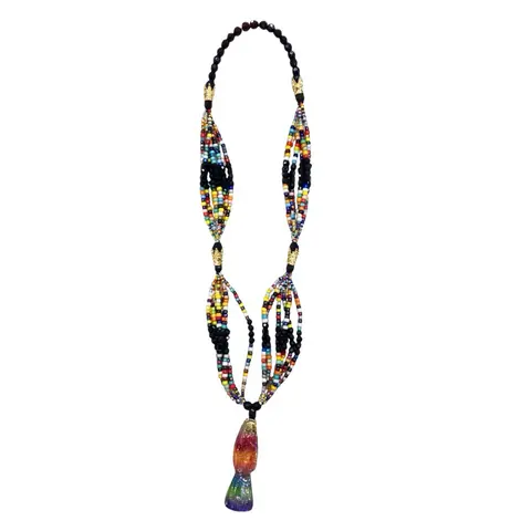Santa Muerte Rosario 7 Color Gold Plated Amulet Matelasse Chain - Unique Design for Spiritual Practice & Devotional Tools