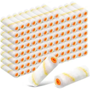 150 count 4 Inch Mini  Roller Covers 1/2" Nap Small Roller  Repair Tools House Supplies Household  Covers for House DIY Craft(Yellow)