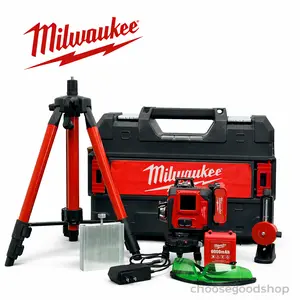 Milwaukee Green Light Laser Level Combo Kit with Horizontal & Vertical Lines Precise Automatic Calibration Function for Home Improvement Projects