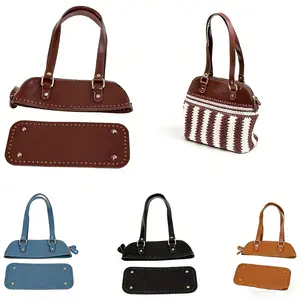 2 Piece PU Faux Leather Woven Handbag Accessories, Leather Trim, (handle + Bag Bottom), DIY Home Crafting Supplies for Craft Enthusiasts