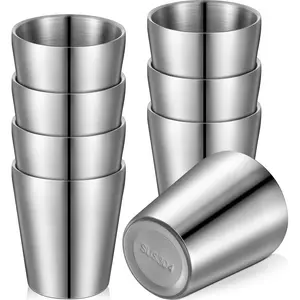 8 Pack Stainless Steel Insulated Cup 10 oz Metal Tumbler Double Wall Vacuum Water Glasses Camping  Mugs Bbq  Office Party Coffee