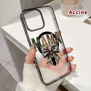 Magnetic Phone Case Supports Wireless Charging for iPhone 16 Pro Max 15 Plus 14 13 12 11 XS E XR MAMA Monogram and Leopard Print Bow Pattern Shockproof Clear Slim Protective Softcase Transparent Cover