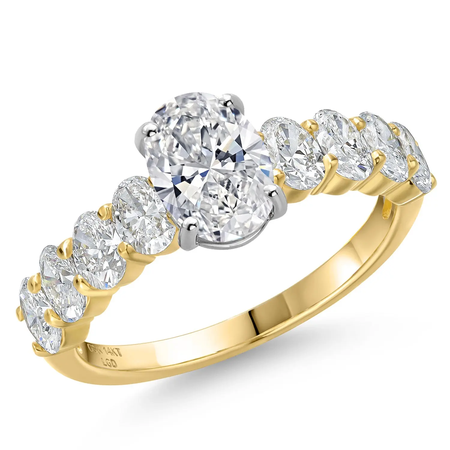 2.20-6.20 Cttw IGI Certified Oval Lab Grown Diamond 14K White and Yellow Gold Engagement Ring for Women | E-F | VS1-VS2 | Wedding Anniversary Ring