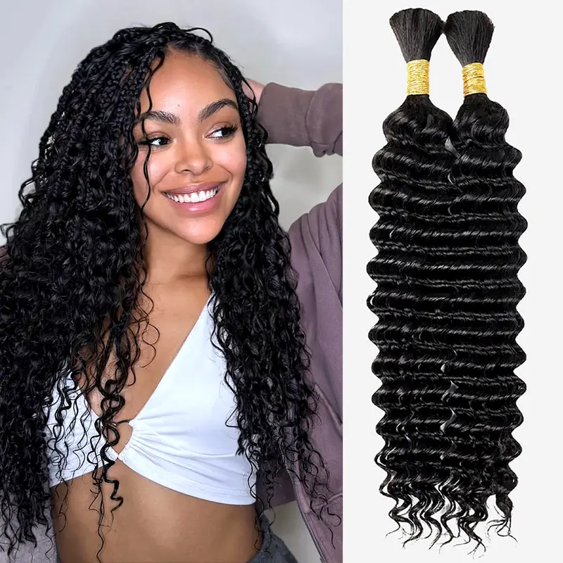 [Ashine] Human Braiding Hair Deep Wave 100g Extensions for Boho Braids natural dream hair bundles