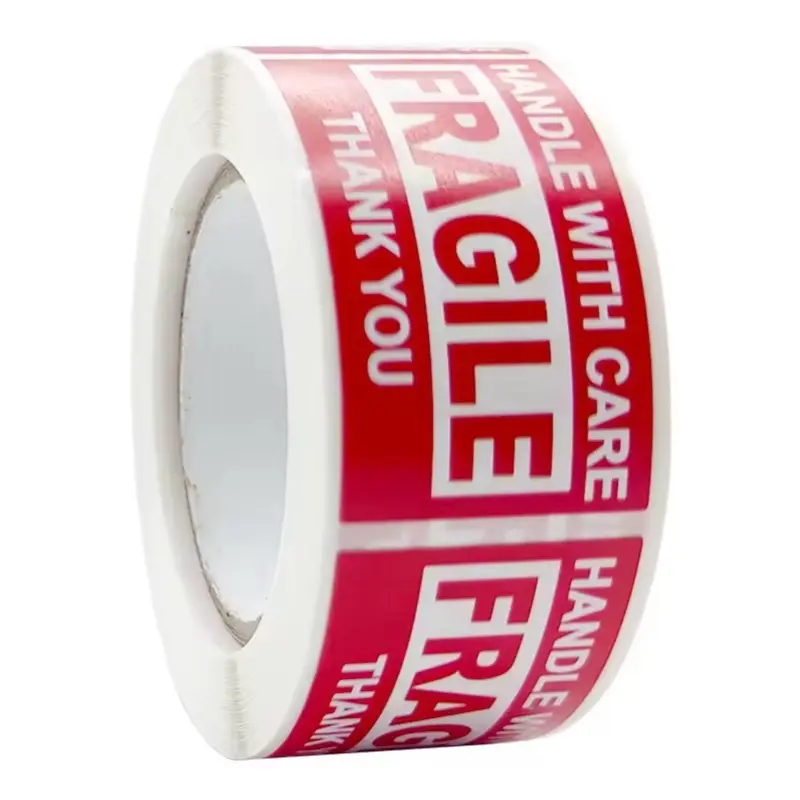 250Paste/Roll Fragile English Warning Label Sticker Copper Plate Adhesive Anti-Tamper Fragile Item Warning Stickers for Secure Packaging