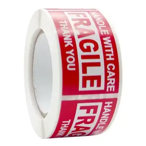 250Paste/Roll Fragile English Warning Label Sticker Copper Plate Adhesive Anti-Tamper Fragile Item Warning Stickers for Secure Packaging