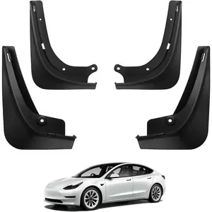 BASENOR 2017-2023 Tesla Model 3 Mud Flaps Splash Guards Fenders (Proprietary Design) No Drilling No Tape Mudflaps All Weather Protector Mudguards for Model 3 Exterior Accessories (Set of 4)