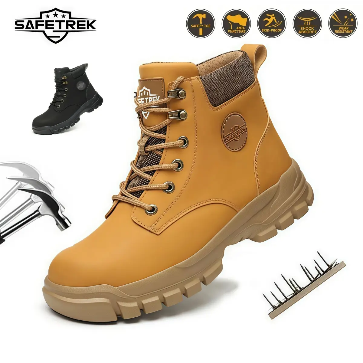 Steel Toe Shoes for Men Women Lightweight Anti-smash Steel Toe Sneakers Indestructible Work Boots Construction Safety Shoes
