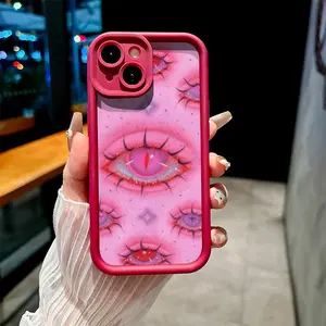 Psychedelic Starry Eyes in  Fantasy Matte Finish with Stepped Groove Design TPU Case for iPhone 17 Pro Max 16 16e 15 14 Plus 13 12 Mini 11 Air X XS Straight Edge Drop-Resistant Rugged Durable Cover Shell Gift 2D printing
