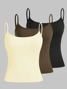 Women's Solid Color Cami Top Casual Soft Sleeveless Spaghetti Strap Top for Summer, Ladies Clothes for Daily Wear