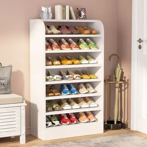 Shoe Shelf for Entryway, 8-Tier Tall Shoe Shelf Shoes Storage Organizer, Wooden Shoe Storage Cabinet Shoe Stand for Closet, Hallway, Living Room