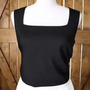 Black Square Neck Tank | Structured Sleeveless Crop Top