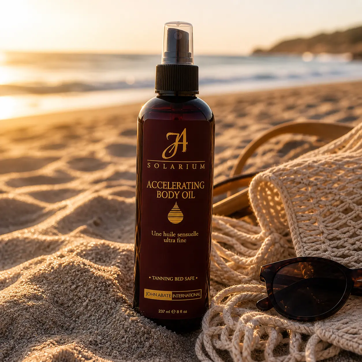 John Abaté Solarium Accelerating Body Oil | Dry Tanning Oil | Tingle Free | Indoor & Outdoor | Lavender | 8 oz