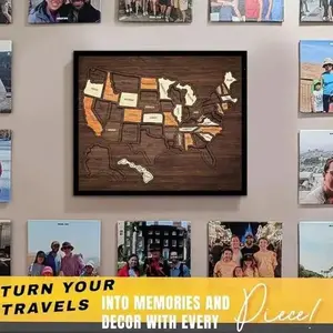 Mother's Day Gift, Flinelife Wooden Usa Travel Map Puzzle, Perfect Meaningful Present for Couples and Families, Track Every Adventure Journey