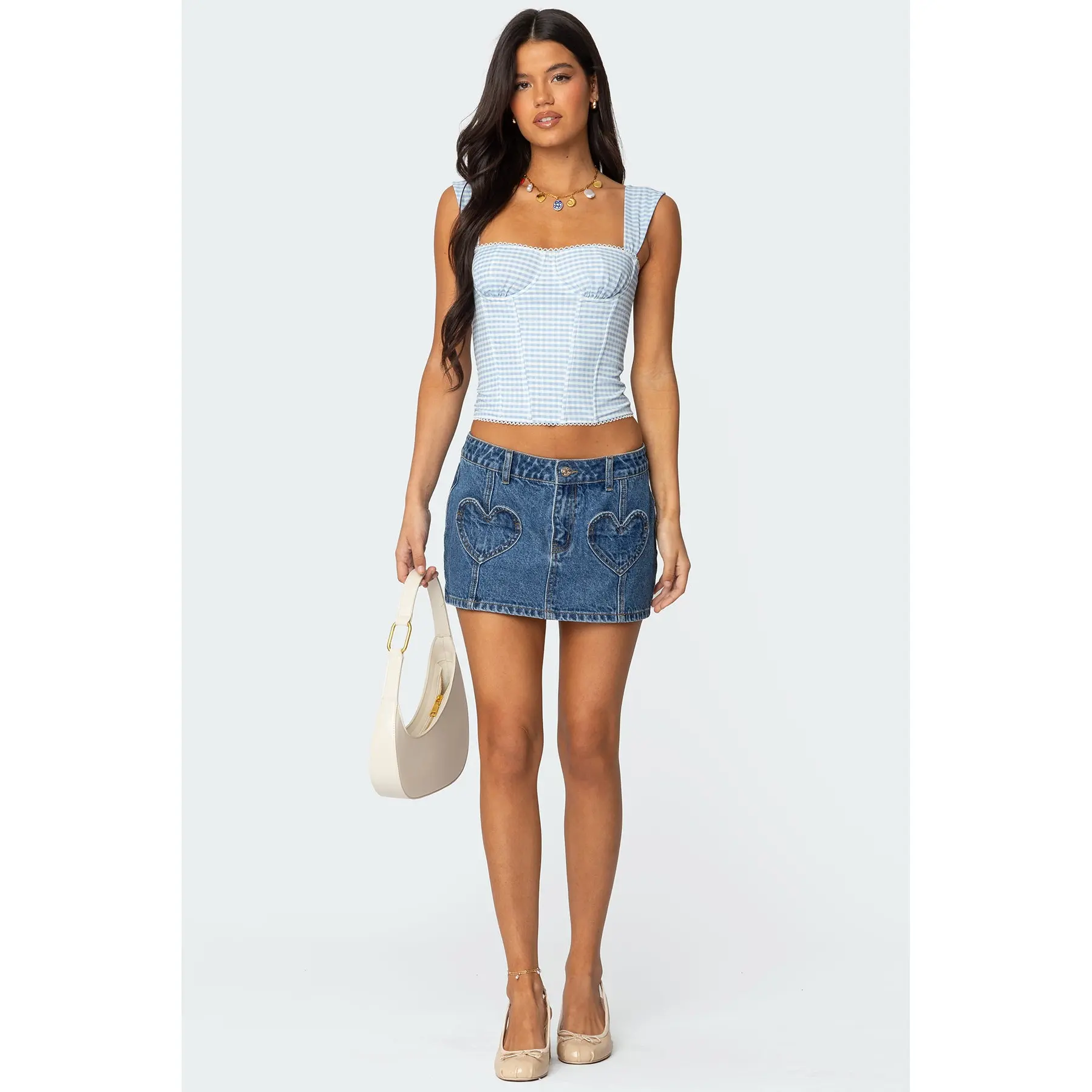 Heart Pocket Denim Mini Skirt Heart Pocket Denim Mini Skirt