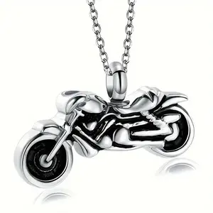 Ash Necklace for Human Ashes Necklace Stainless Steel Motorcycle Jewelry Ashes Keepsake Necklace for Ashes of Loved Ones
