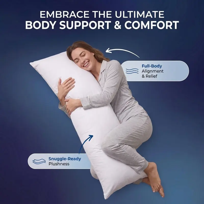 Utopia Bedding Full Body Pregnancy Pillow - 20x54 In Bolster Cushion, Side Sleeper Body Contouring Support for Shoulders & Hips, Soft Durable Hand-Wash Only Bed Accessory, Vacuum-Packed Safe