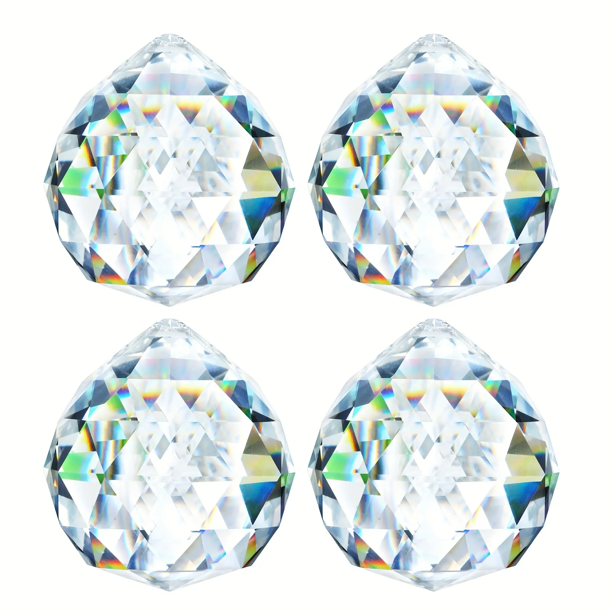 4-Piece Set 40mm Transparent Crystal Prism Balls, Sunflower Decorative Hanging Decorations, DIY Craft Materials, Window Home Decoration Ornaments, Interior Decoration Accessories, Hangable, Light, Room Decor Inspirational, Home Decor Items