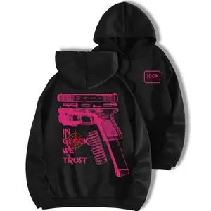 fall outfits In Glock We Trust Standard size Black Hoodie with Multicolor Design for Men and Women Classic Fit Menswear, Casual Top for Unisex Womenswear Sweatshirtshoodies men  hoodie bleach  design red bull  jumper jujutsu  kaisen  merch