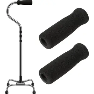 Cane Handle Grip Replacement 2 PCS Walking Stick Grips for Seniors Offset Handle Crutch Hand Grips Black Foam Accessories