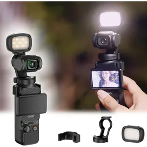 Xtra Muse LED Light Compatible with   Pocket 3, Type-C Rechargeable Mini Video Light, 3 Color Modes/Brightness Adjustable for Pocket3 Selfie Vlog Recording, Lightweight