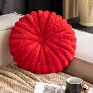 One round velvet pumpkin throw pillow, plush wheel cushion, European foldable waist pillow, a multi-functional home decoration suitable for use in living rooms, balconies and offices