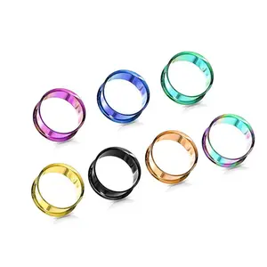 Surgical Steel PVD Double Flared Plug Ear Tunnel 8 to 1" Gauge - Pair