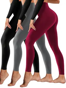 3 Pack Seamless High Impact Scrunch Leggings for Women, 9/10 Length High Waist Yoga Pants, Tummy Control Butt Lifting High Stretch Workout Leggings for Gym, Running, Cycling, Fitness, Casual Daily Wear & Loungewear