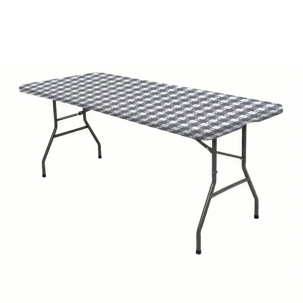 Gray-and-white checkered pattern with small flower