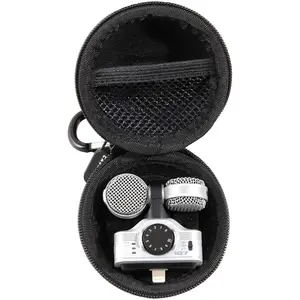 CASEMATIX Clip on Phone Microphone Case Compatible with Zoom iQ7/iQ6/iQ5 Microphones - EVA Protection with Carabiner & Dust Resistant Zipper - Mic Case Only