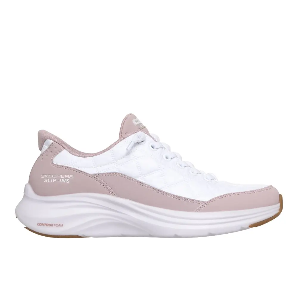 Skechers Womens Slip-Ins Contour Foam Cozy Fit Slip On Sneakers Shoes Casual - Purple, White