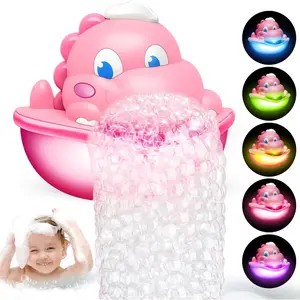 Light-Up Bath Bubble Machine Automatic Bubble Maker Bathroom Toy for Kids Ages 1-3 4-8 Toddler Bathub Toy Dinosaur Toys for Kids 3-5