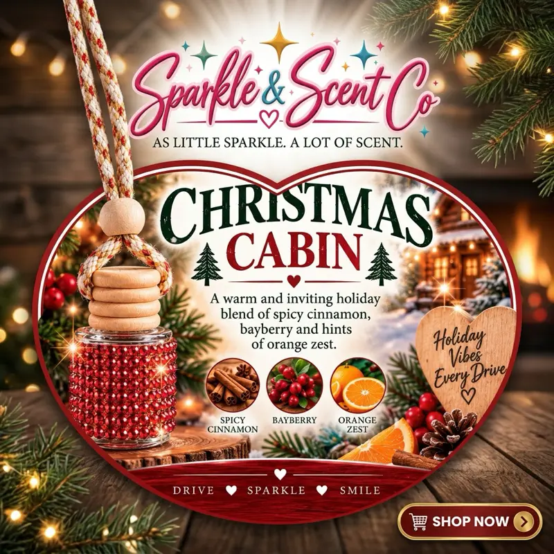Christmas's Cabin Scent Air Diffuser - Warm Holiday Blend of Cinnamon Bayberry & Orange Zest - Choose Your Color - Festive Home Fragrance
