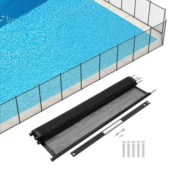 4ft Rectangular Retractable Aluminum Alloy Pool Guardrail, Black Railing for Swimming Pools