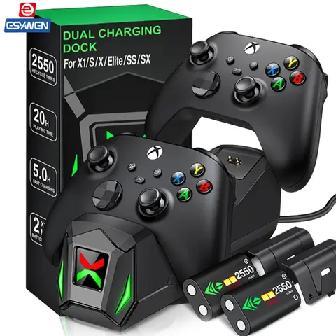 ESYWEN 2x2550mAh Rechargeable Battery Packs,Controller Charging Station Compatible with Xbox Series X|S/ Xbox One/X/S with 4 Battery Covers,back to school,back to school haul