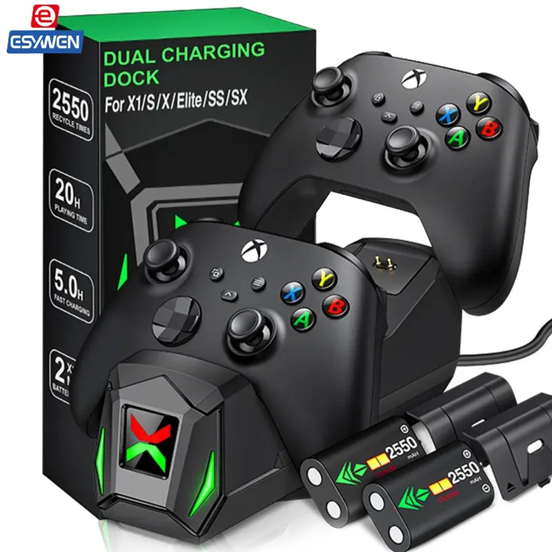 ESYWEN 2x2550mAh Rechargeable Battery Packs,Controller Charging Station Compatible with Xbox Series X|S/ Xbox One/X/S with 4 Battery Covers,back to school,back to school haul