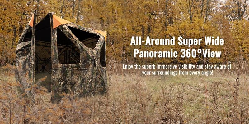 [Tidewe Hunting Winter] Tidewe Vis360 See Through Ground Blind Swing Door | 360° Camouflage Pop Up Hunting Blind for 2/3 Person | Portable Deer Blind with Orange Cover #Christmas Deal